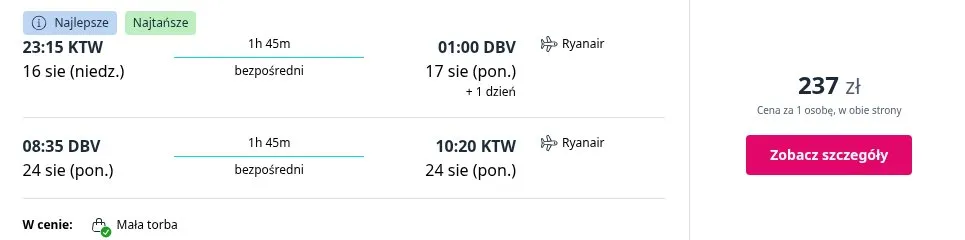 Lot Katowice - Dubrownik, termin 16 sie 2026 - 24 sie 2026, cena od 229 zł za osobę