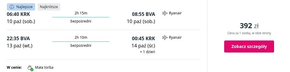 Lot Kraków - Pescara, termin 10 paź 2026 - 13 paź 2026, cena od 189 zł za osobę